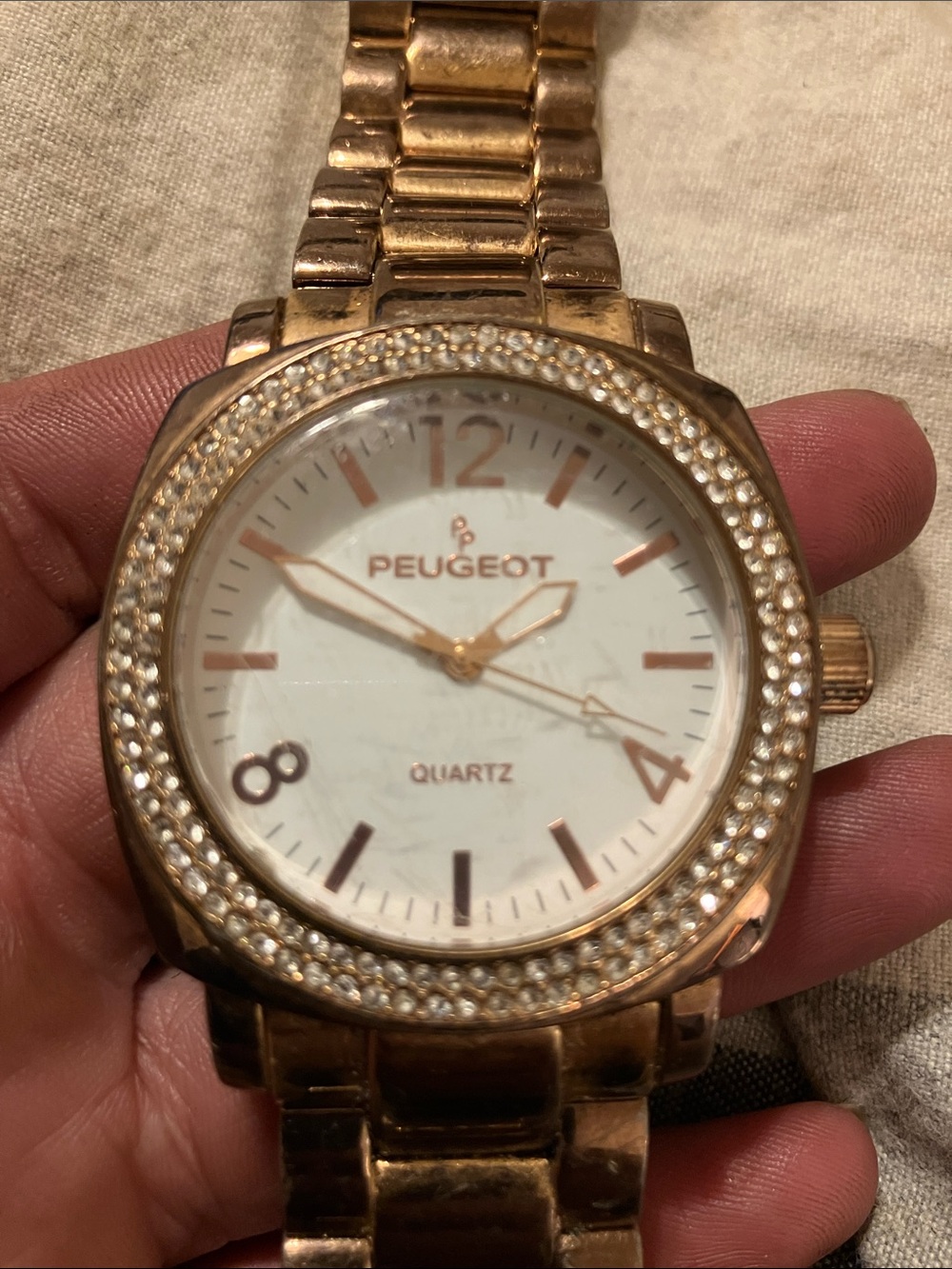 Peugeot Rose Gold and White Watch with Pink Accents and Crystal Bezel - Picture 8 of 8
